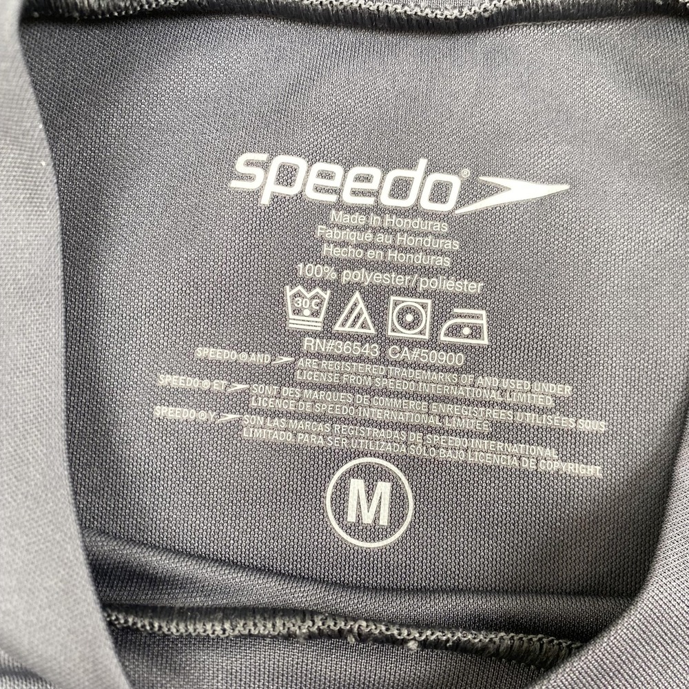 Speedo Block The Burn Shirt Mens Medium Gray Blue UV Short Sleeve Rashguard Swim - Picture 5 of 9